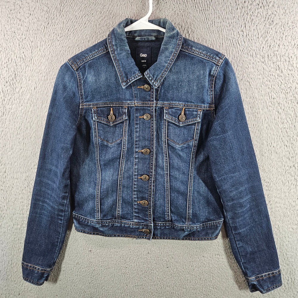 Gap Womens Small Blue Denim Jacket Medium Wash Stretch Cotton Blend